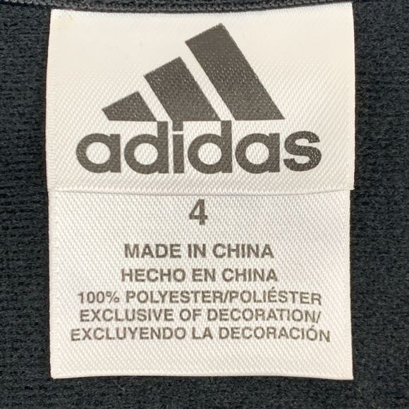 Adidas Kid's [Size 4] Full Zip‎ Black Mock Neck Track Jacket Three Stripes - Picture 6 of 8